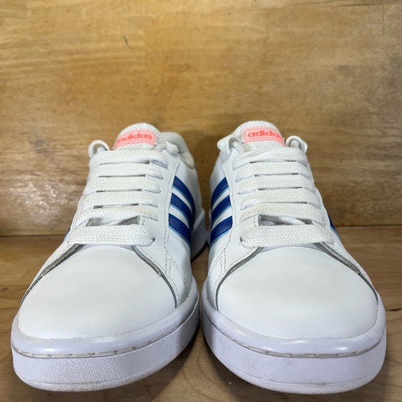 Adidas Grand Court Big Laces Womens Size 11 Shoes Sneakers White Blue GY5918 - Picture 2 of 10
